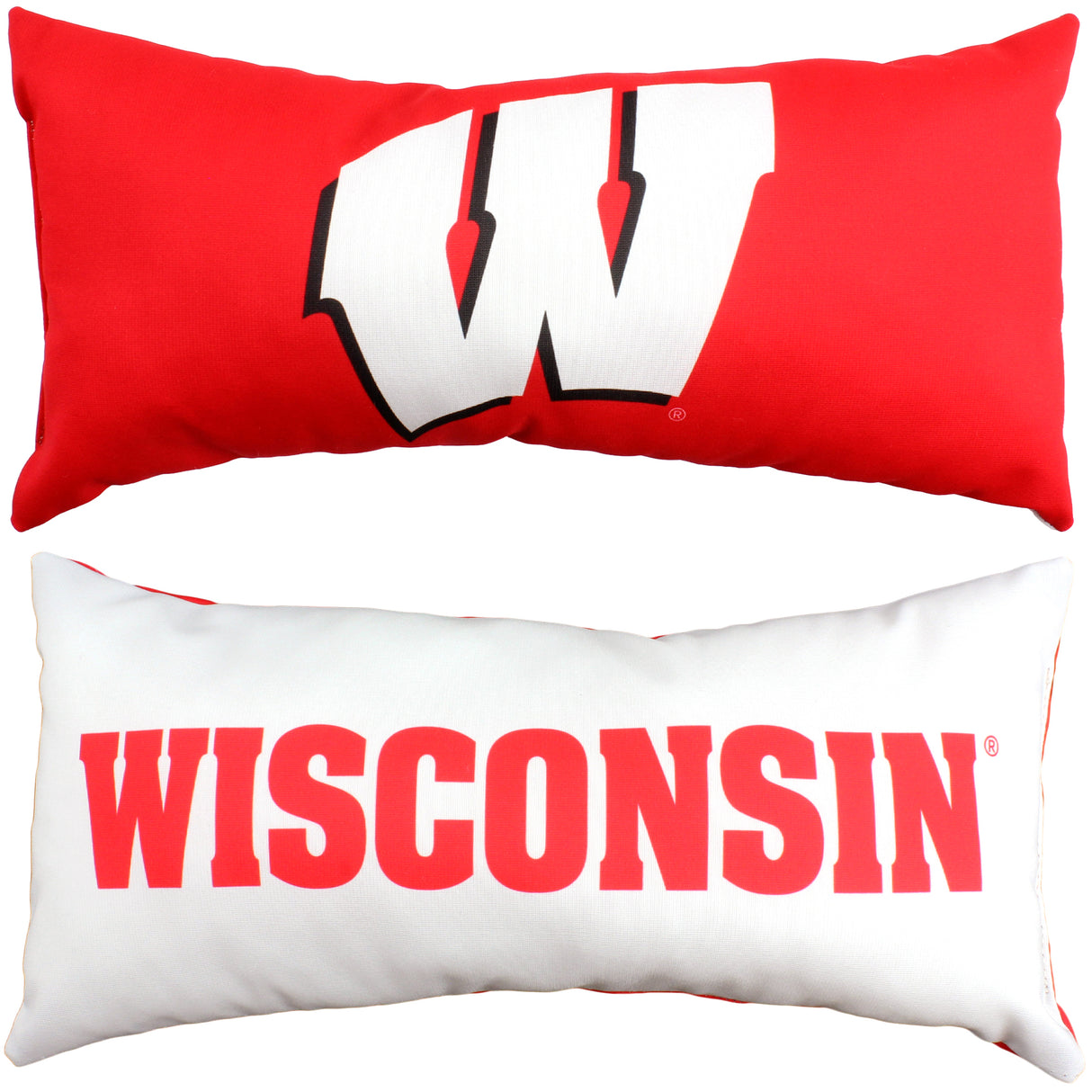 Wisconsin Badgers 2 Sided Bolster Travel Pillow, 16" x 6", Made in the USA