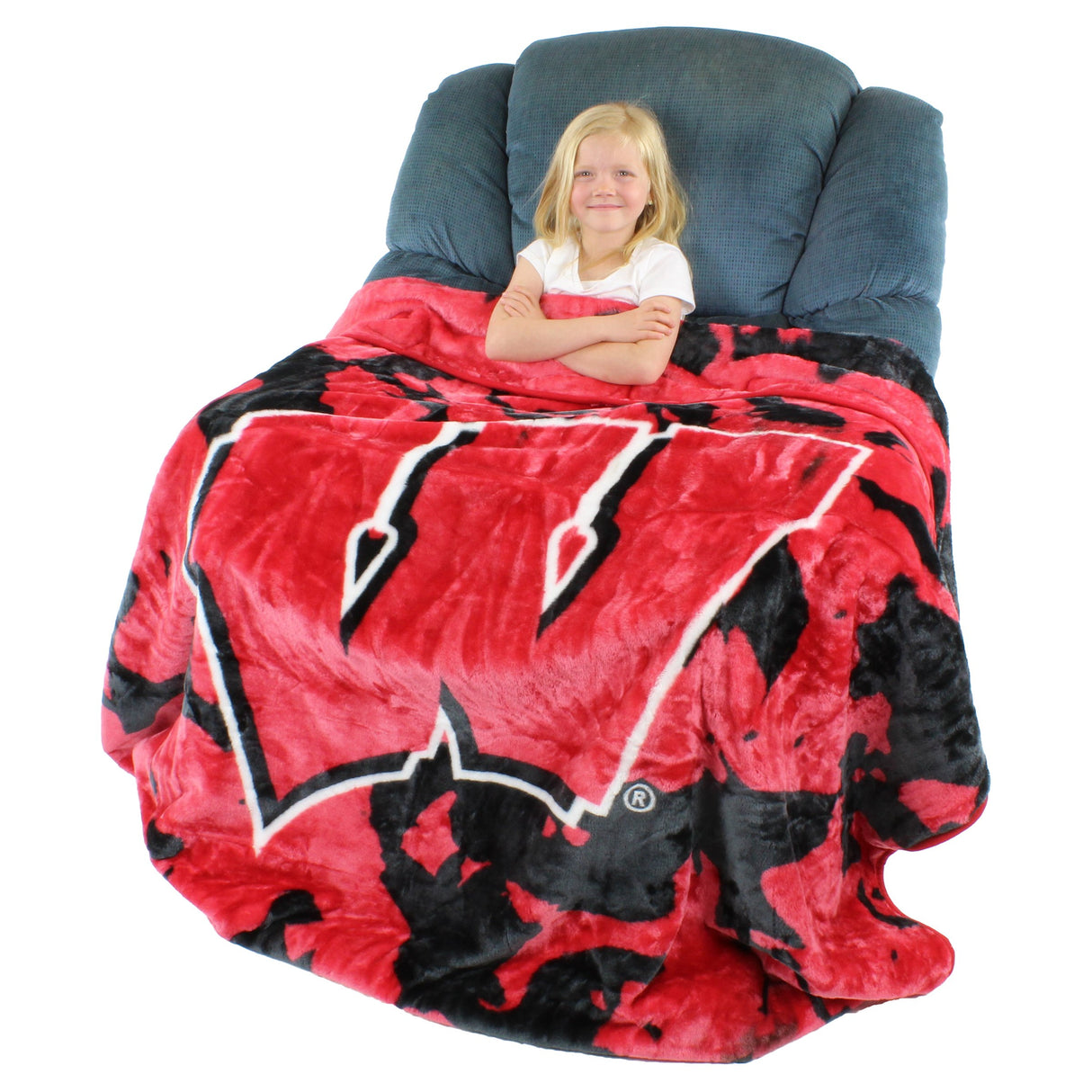 Wisconsin Badgers Plush Throw Blanket, Bedspread, 86" x 63"