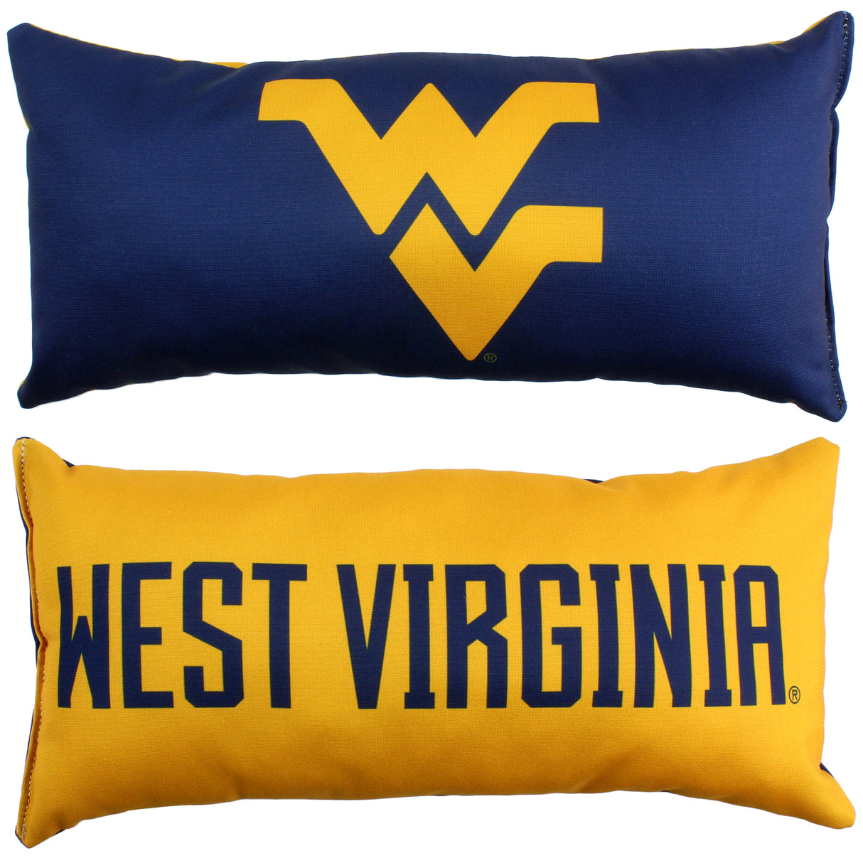 West Virginia Mountaineers 2 Sided Bolster Travel Pillow, 16" x 6", Made in the USA
