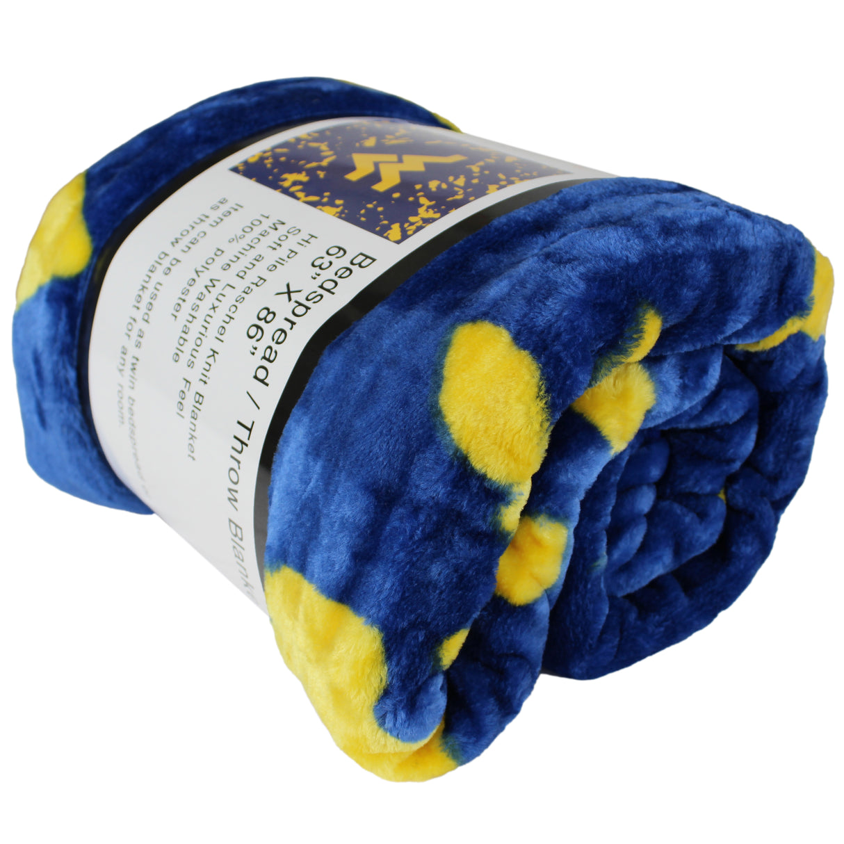 West Virginia Mountaineers Plush Throw Blanket, Bedspread, 86" x 63"