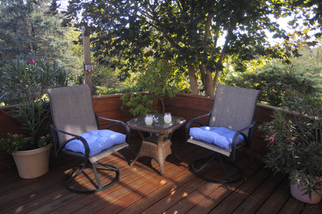 Azure Blue Harley Line Weave Indoor / Outdoor Seat Cushion Patio D Cushion