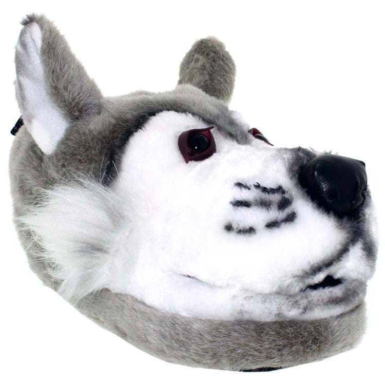 Gray Wolf Comfy Animal Feet Slippers
