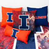 Illinois Fighting Illini 2 Sided Bolster Travel Pillow, 16" x 6", Made in the USA