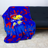 Kansas Jayhawks Plush Throw Blanket, Bedspread, 86" x 63"