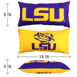 LSU Tigers 2 Sided Bolster Travel Pillow, 16" x 6", Made in the USA