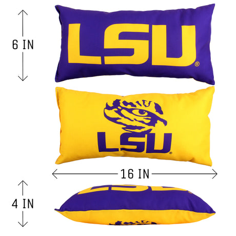 LSU Tigers 2 Sided Bolster Travel Pillow, 16" x 6", Made in the USA