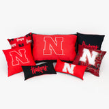 Nebraska Cornhuskers 2 Sided Bolster Travel Pillow, 16" x 6", Made in the USA
