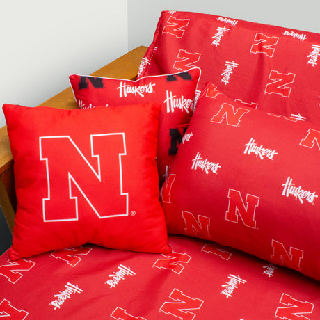 Nebraska Cornhuskers 2 Sided Decorative Pillow, 16" x 16", Made in the USA