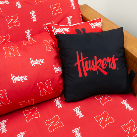 Nebraska Cornhuskers 2 Sided Decorative Pillow, 16" x 16", Made in the USA