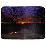 Twilight Road through Forest Throw Blanket