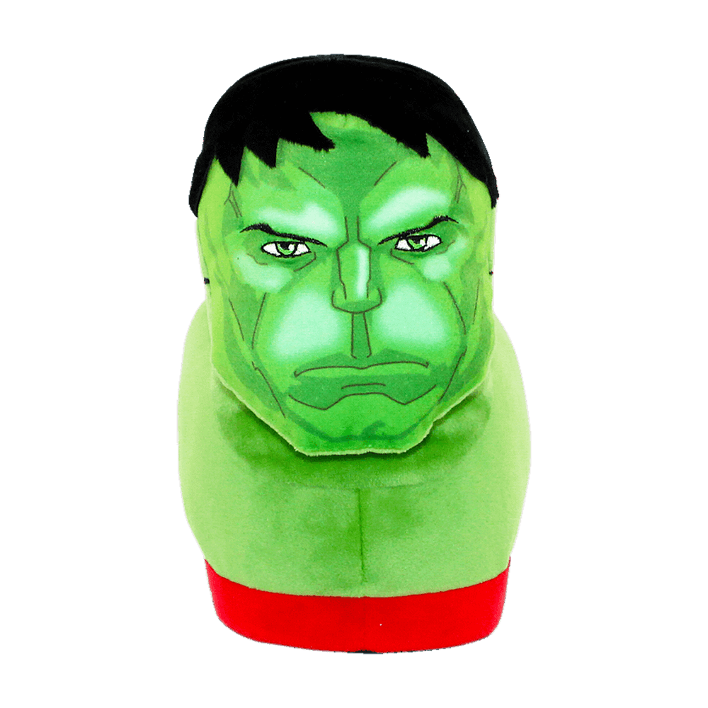 Green Hulk Marvel slippers in ultra-soft plush with embroidered features