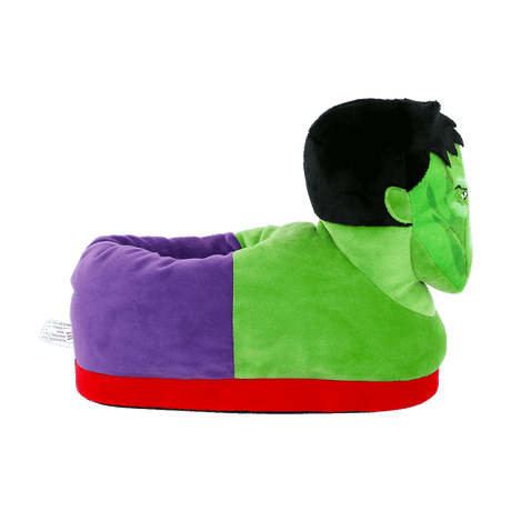 Hulk character slippers with a soft cushioned footbed for lounging