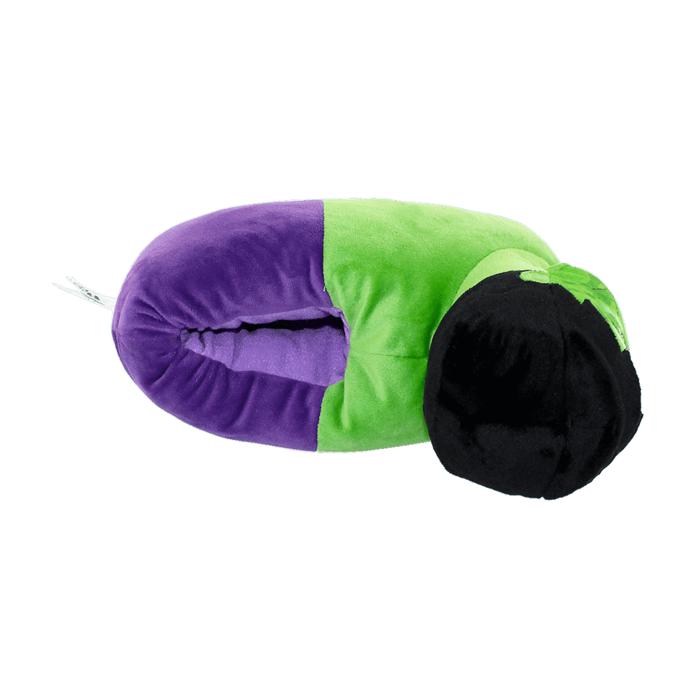 Plush green Hulk house slippers with a non-slip sole