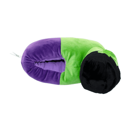 Plush green Hulk house slippers with a non-slip sole