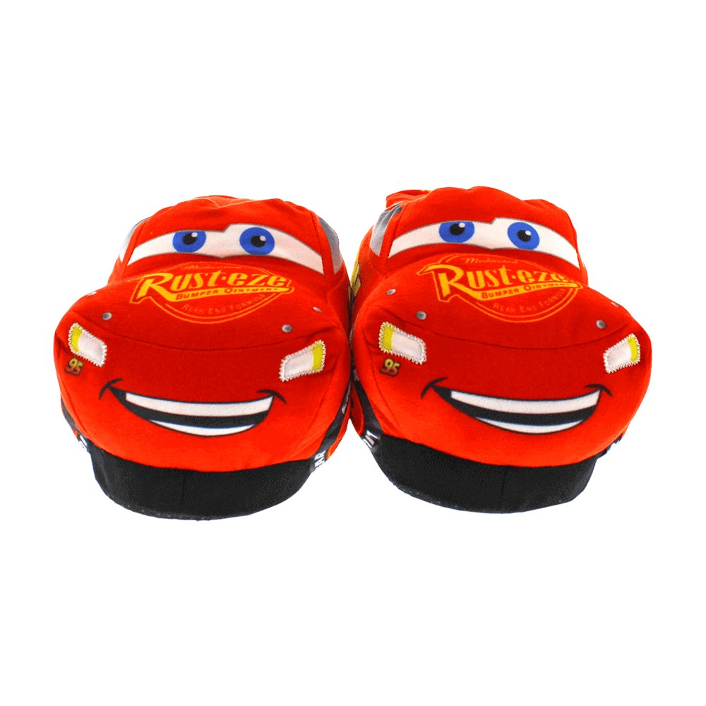 Lightning McQueen slippers, red plush high-top shape with 1-inch memory foam footbed