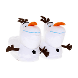 White Olaf slippers from Frozen with embroidered eyes and twig hair detail