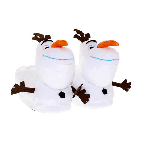 White Olaf slippers from Frozen with embroidered eyes and twig hair detail