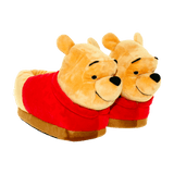 Yellow Winnie the Pooh character slippers in ultra-soft plush fabric