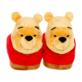 Plush Pooh Bear house slippers with a durable non-slip sole