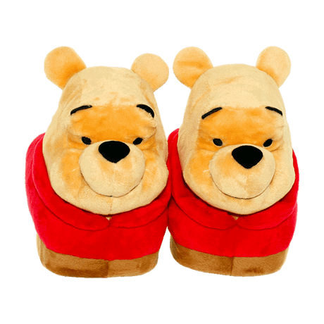 Plush Pooh Bear house slippers with a durable non-slip sole