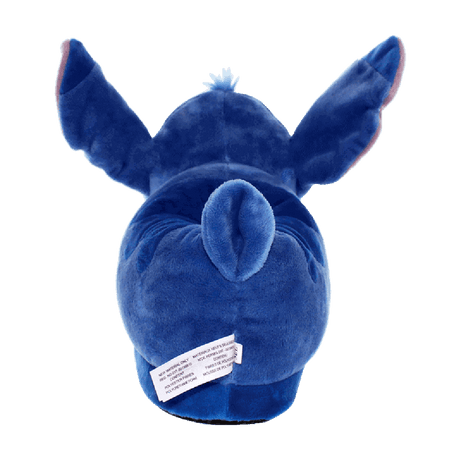 Pair of blue Stitch slippers in soft plush with character face detail
