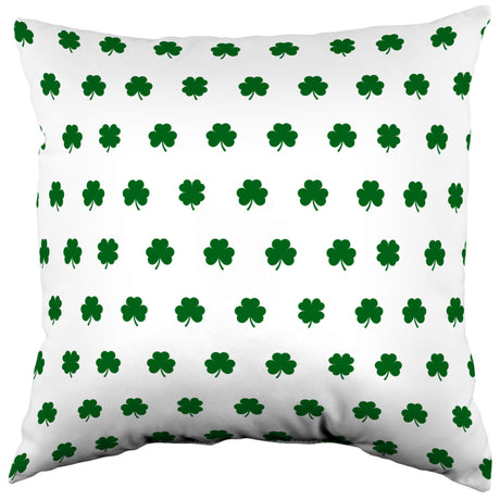 Green and White Clover Pattern Decorative Pillow, 2 Sizes, Made in the USA