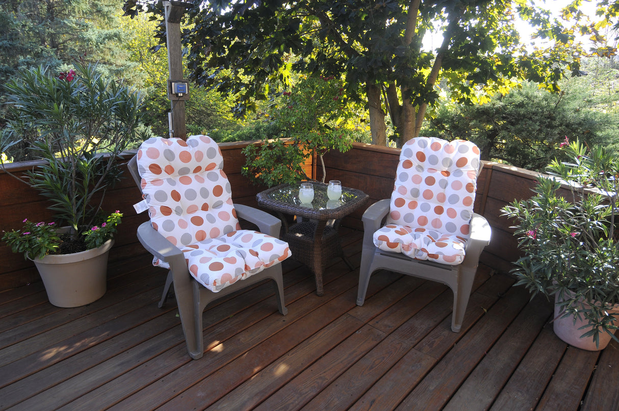 Tuscan Orange and Gray Big Dots Adirondack Cushion