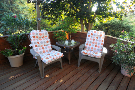 Tuscan Orange and Gray Big Dots Adirondack Cushion
