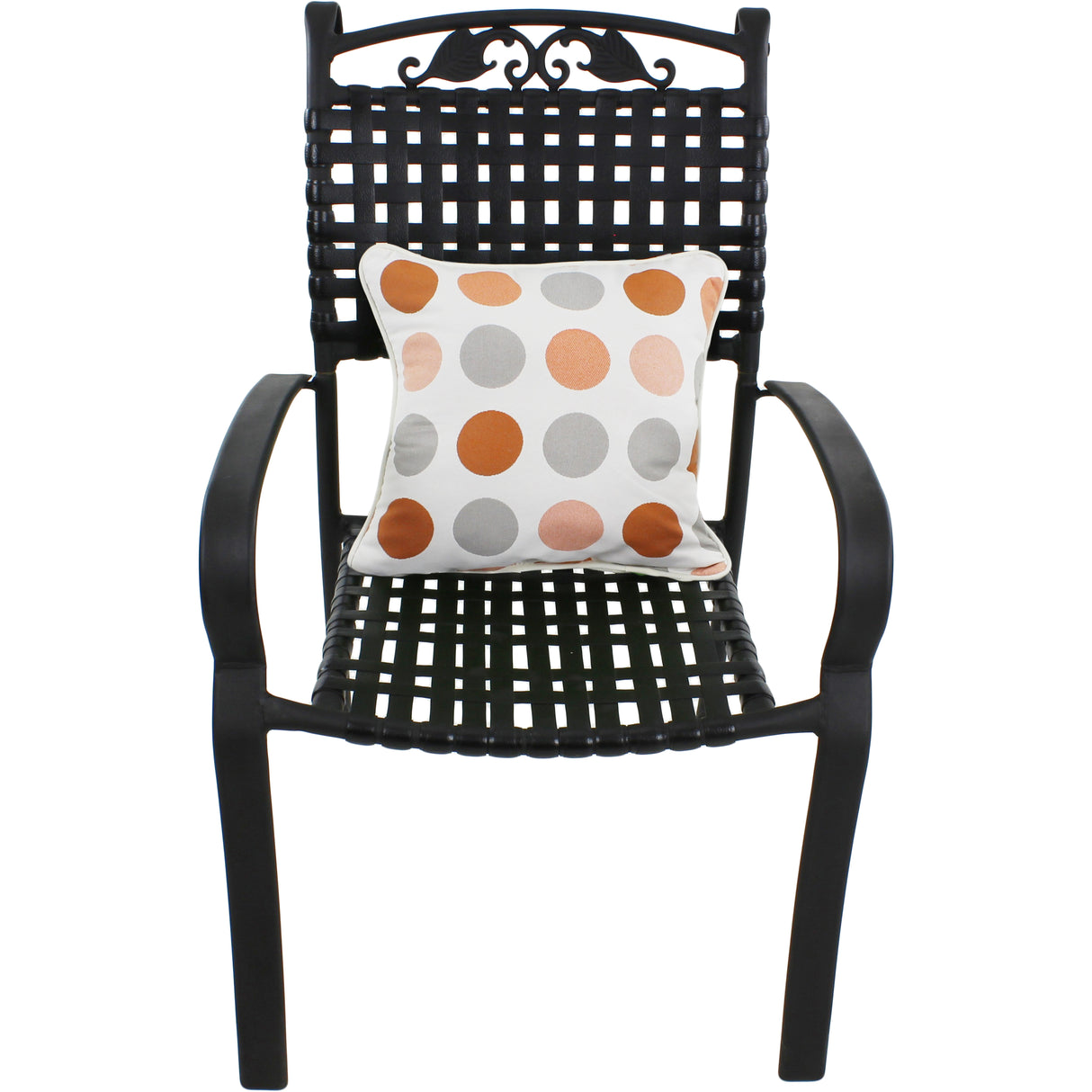 Tuscan Orange and Gray Big Dots Outdoor Decorative Pillow