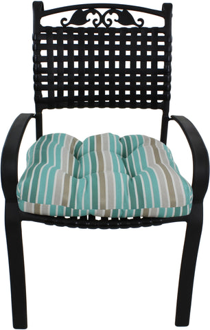 Lakeside Teal Parker Stripe Indoor / Outdoor Seat Cushion Patio D Cushion