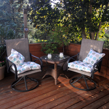 Lakeside Teal and Gray Big Dots Outdoor Decorative Pillow