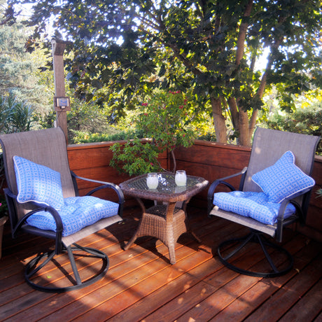 Azure Blue Harley Line Weave Outdoor Decorative Pillow