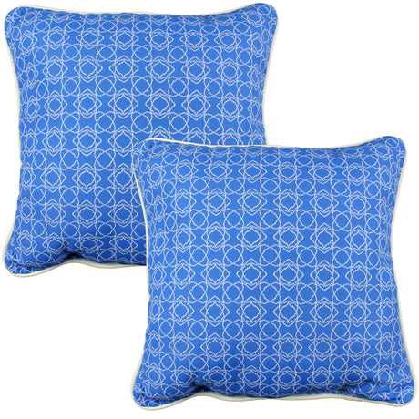 Azure Blue Harley Line Weave Outdoor Decorative Pillow