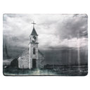 Abandoned Church Black and White Landscape Throw Blanket