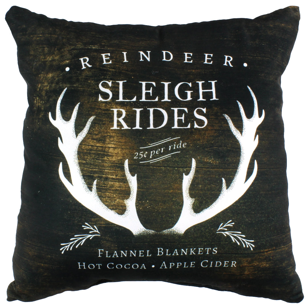 Reindeer Sleigh Rides Reversible Pillow