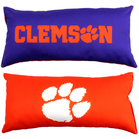 Clemson Tigers 2 Sided Bolster Travel Pillow, 16" x 8", Made in the USA