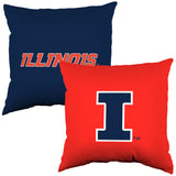 Illinois Fighting Illini 2 Sided Decorative Pillow, 16" x 16", Made in the USA