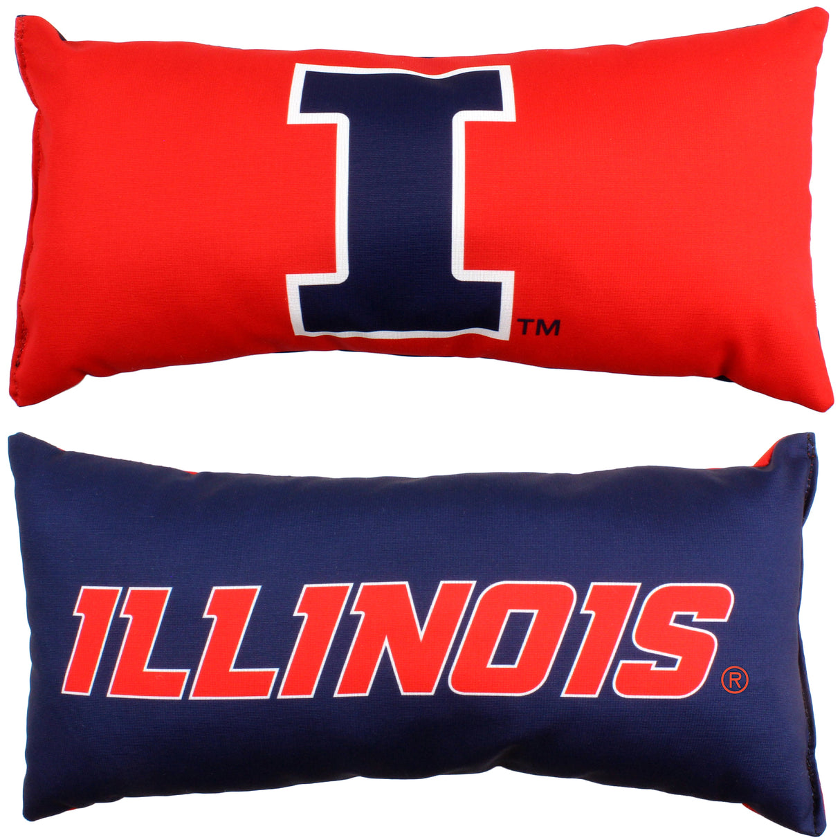 Illinois Fighting Illini 2 Sided Bolster Travel Pillow, 16" x 6", Made in the USA