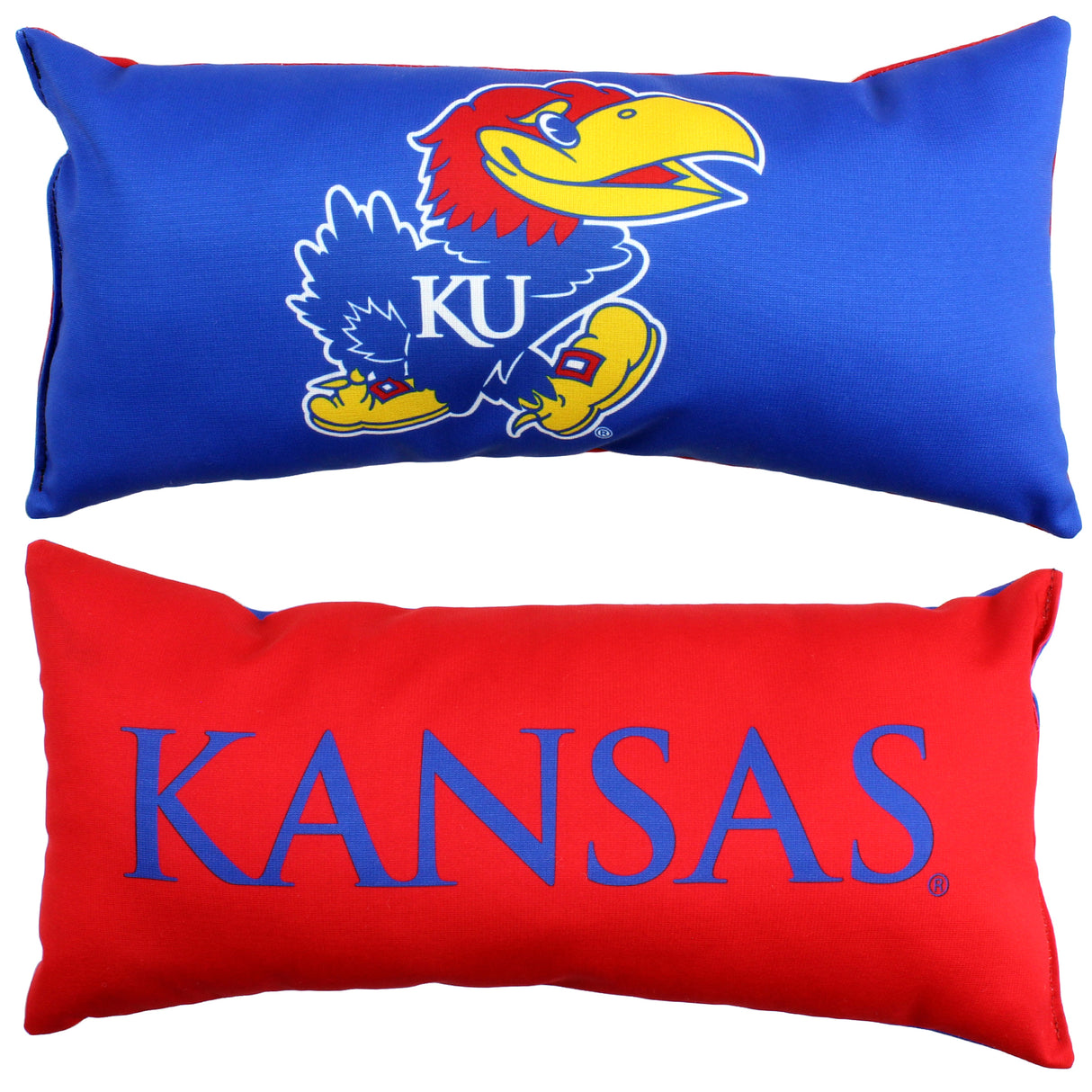 Kansas Jayhawks 2 Sided Bolster Travel Pillow, 16" x 6", Made in the USA