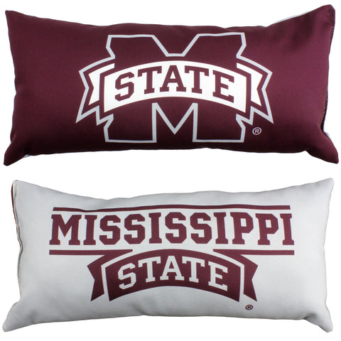 Mississippi State Bulldogs 2 Sided Bolster Travel Pillow, 16" x 8", Made in the USA