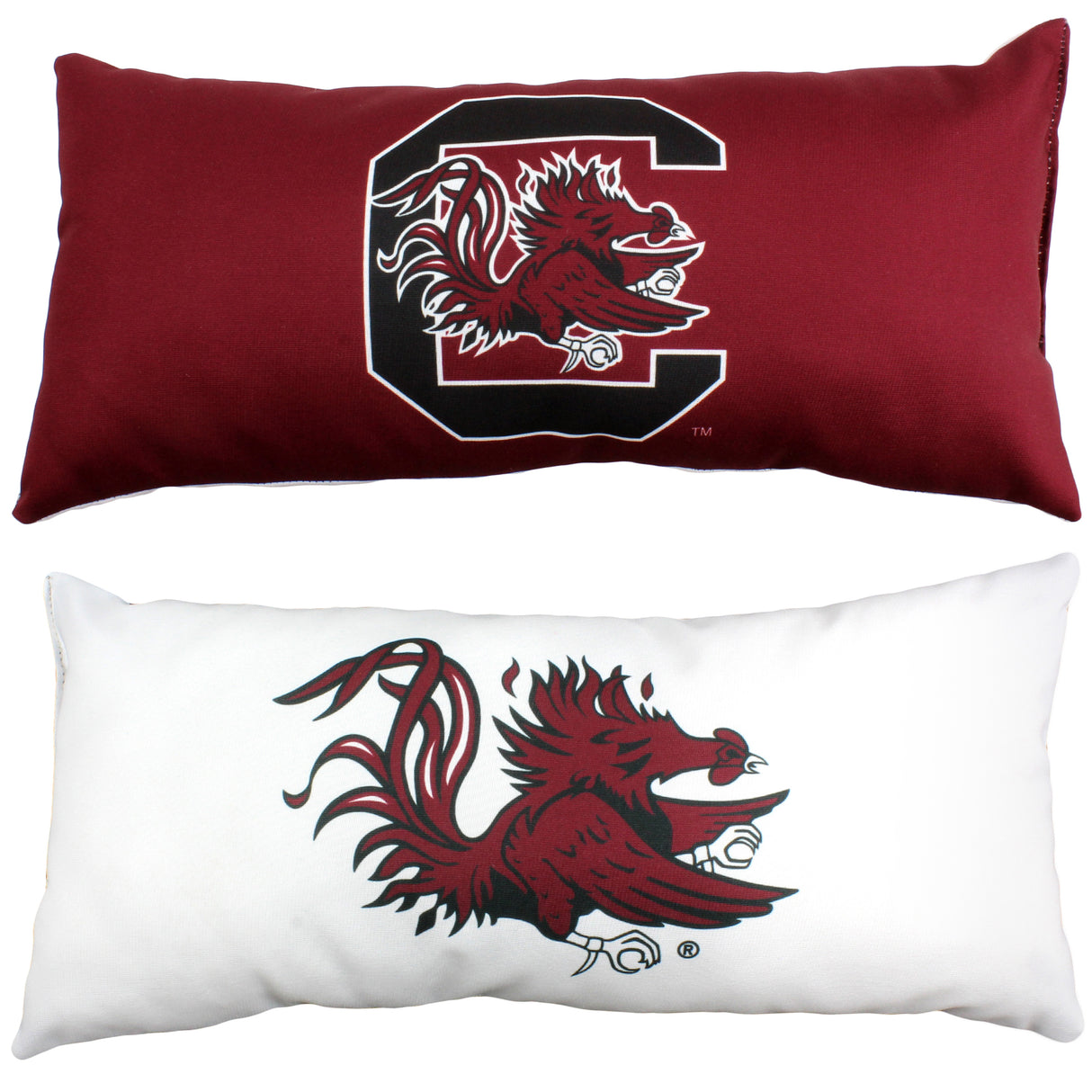 South Carolina Gamecocks 2 Sided Bolster Travel Pillow, 16" x 6", Made in the USA
