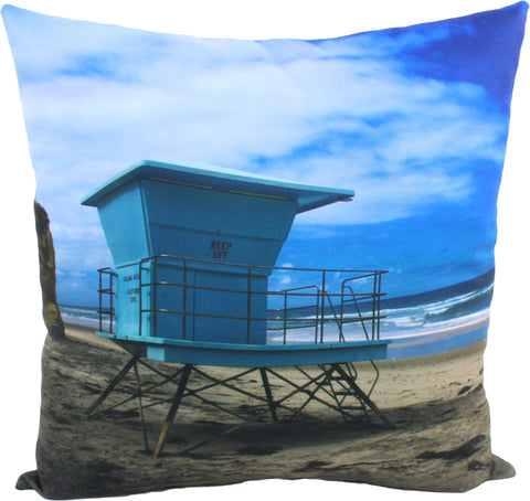 Lifeguard Shack, Solana Beach, California, 16" Decorative Pillow, Made in the USA