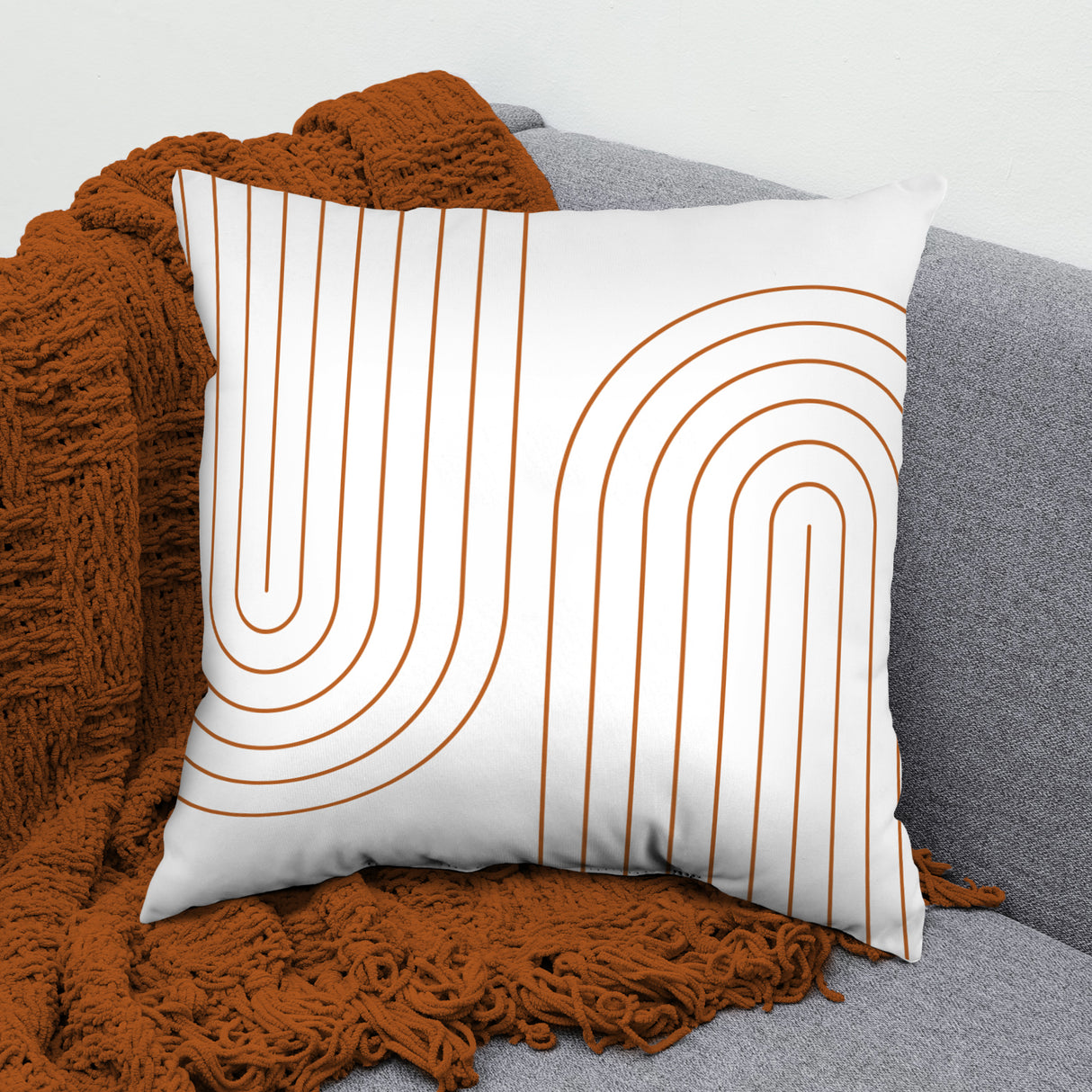 Geometric Mid Century Modern Rainbows Decorative Pillow, 2 Sizes, Made in the USA