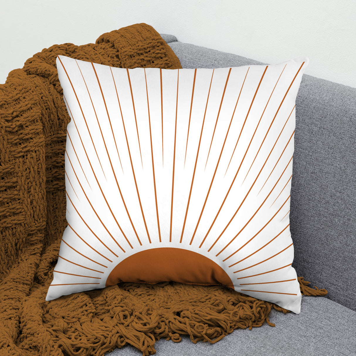 Geometric Mid Century Modern Rays Decorative Pillow, 2 Sizes, Made in the USA