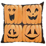 Four Jack O'lanterns Decorative Pillow, Made in the USA