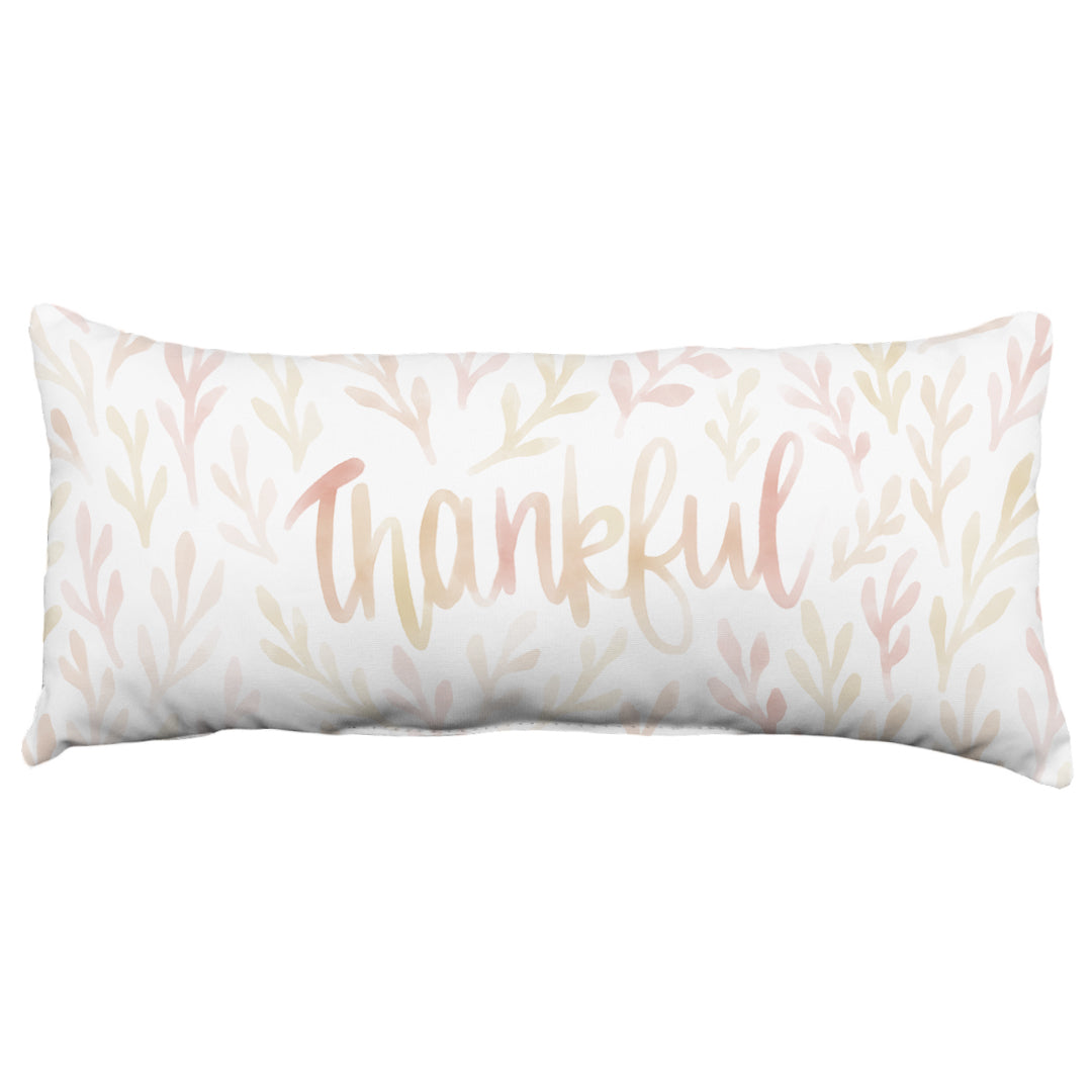 Thankful Watercolor Decorative Pillow, Made in the USA, 2 Sizes