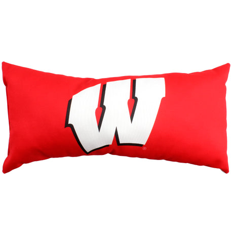 Wisconsin Badgers 2 Sided Bolster Travel Pillow, 16" x 6", Made in the USA